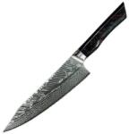  Damaskus konyhai kés Yoru - Kiritsuke Chef / Piros / Kék