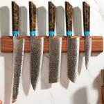  ZE-37413 damaszk konyhakés készlet - Barna/Kék