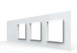 LIVOLO Panou Intrerupator Dublu + 3 Prize LIVOLO din Sticla, Standard German SmartElectro IntelligentHouse (VL-P702/E/E/E-8W)