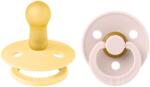 BIBS - Set 2 suzete Colour Latex, tetina rotunda, 6 luni +-Pale Butter/Petal