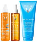 Vichy - Pachet Vichy Capital Soleil - Spray protectie solara copii SPF 50+, 200 ml + Ulei invizibil protectie solara SPF 50, 200 ml + Lapte after sun calmant, 300 ml