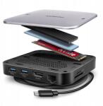 AXAGON Hmc-ufo Többportos Usb hub 9in1, 10Gbps, 2x Usb-a, Hdmi 4K/60Hz, M. 2, , , (HMC-UFO)
