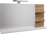 Mobikon Oglinda perete cu iluminare LED, alb stejar artisan Cubo 75, 2x16, 5x51, 8 cm (0000402525)