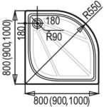  Anima 80x80cm-es íves műmárvány zuhanytálca