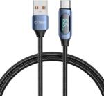 Tech-Protect Ultraboost kábel - USB / Type-C (USB-C) fekete szövet gyorstöltő kábel, kijelzővel 1m, 6A/66W - graffistore