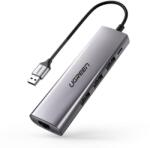 UGREEN CM266 Hub 5 az 1-ben adapter USB 3x USB 3.0 micro USB RJ45 szürke (60812) (UG60812) (UG60812)