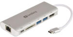 Sandberg notebook dokkoló - usb-c dock hdmi+lan+sd+usb, 61w (usb-c bem. / hdmi+usb3.0+usb-c+rj45+sd kim. )