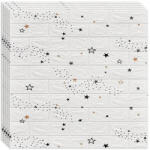 Macvi 100 darabos készlet Öntapadós 3D tapéta, kívülről puha hab, modern design, bármilyen térbe illeszkedik, vízálló, méret 70x77, Macvi®, fehér csillagok tégla minta