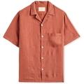 Portuguese Flannel Hosszú ujjú ingek Linen Camp Collar Shirt - Terracota Narancssárga EU L