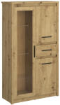 KONDELA Alacsony vitrin 2D1W1S, artisan tölgy, AIRON (0000374703)