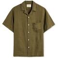 Portuguese Flannel Hosszú ujjú ingek Linen Camp Collar Shirt - Olive Zöld EU L