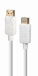 Gembird DisplayPort kábel 1.8m fehér v. 1.2 UHD 4K Gembird (CC-DP2-6-W)