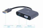Gembird USB3 / HDMI+VGA adapter kábel 0.15m szürke 4K Gembird (A-USB3-HDMIVGA-01)