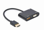 Gembird HDMI / HDMI+VGA+audio anya adapter kábel 0.15m fekete Gembird (A-HDMIM-HDMIFVGAF)