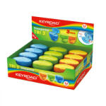 Keyroad Hegyező 3 lyukú tartályos, fedeles 12 db/display Keyroad Tris vegyes színek (KR971431) - iroda-ellatas