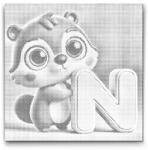  PontPöttyöző - N betű - Állattal Méret: 50x50cm, Keretezés: Kerek keret, Szín: Kék