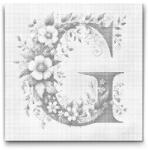  PontPöttyöző - G betű - Virágminta Méret: 50x50cm, Keretezés: Műanyagtáblával, Szín: Fekete