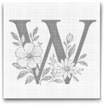 PontPöttyöző - W betű - Virágminta Méret: 50x50cm, Keretezés: Kartonlemezen, Szín: Fekete