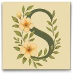  Festés számok szerint - S betű - Virágminta Méret: 50x50cm, Keretezés: Műanyagtáblával