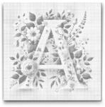  PontPöttyöző - A betű - Virágminta Méret: 50x50cm, Keretezés: Kartonlemezen, Szín: Fekete