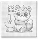  PontPöttyöző - J betű - Állattal Méret: 50x50cm, Keretezés: Műanyagtáblával, Szín: Kék