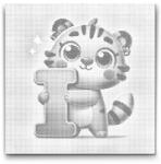  PontPöttyöző - I betű - Állattal Méret: 50x50cm, Keretezés: Műanyagtáblával, Szín: Kék