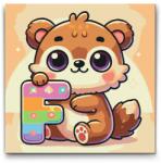  Festés számok szerint - F betű - Állattal Méret: 50x50cm, Keretezés: Kartonlemezen