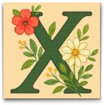  Gyémántszemes kirakó - X betű - Virágminta Méret: 50x50cm, Keretezés: Keret nélkül (csak a vászon), Gyémántok: Kerek