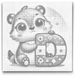  PontPöttyöző - D betű - Állattal Méret: 50x50cm, Keretezés: Keret nélkül (csak a vászon), Szín: Zöld