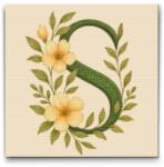  Gyémántszemes kirakó - S betű - Virágminta Méret: 50x50cm, Keretezés: Keret nélkül (csak a vászon), Gyémántok: Kerek