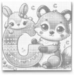  PontPöttyöző - C betű - Állattal Méret: 50x50cm, Keretezés: Keret nélkül (csak a vászon), Szín: Kék