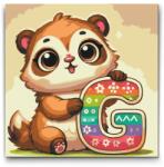  Festés számok szerint - G betű - Állattal Méret: 50x50cm, Keretezés: Keret nélkül (csak a vászon)