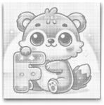  PontPöttyöző - F betű - Állattal Méret: 50x50cm, Keretezés: Kartonlemezen, Szín: Kék