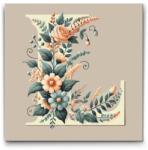  Festés számok szerint - L betű - Virágminta Méret: 50x50cm, Keretezés: Kartonlemezen