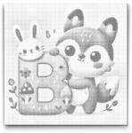  PontPöttyöző - B betű - Állattal Méret: 50x50cm, Keretezés: Keret nélkül (csak a vászon), Szín: Zöld