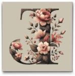  Festés számok szerint - J betű - Virágminta Méret: 50x50cm, Keretezés: Kerek keret