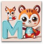  Festés számok szerint - M betű - Állattal Méret: 50x50cm, Keretezés: Kartonlemezen