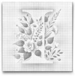  PontPöttyöző - I betű - Virágminta Méret: 50x50cm, Keretezés: Kerek keret, Szín: Zöld