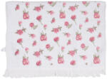 Clayre & Eef Prosop de maini si fata bumbac alb roz verde Roses 40x66 cm (CT029) Prosop