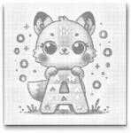  PontPöttyöző - A betű - Állattal Méret: 50x50cm, Keretezés: Műanyagtáblával, Szín: Piros