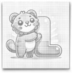  PontPöttyöző - L betű - Állattal Méret: 50x50cm, Keretezés: Kartonlemezen, Szín: Fekete