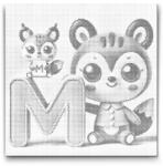  PontPöttyöző - M betű - Állattal Méret: 50x50cm, Keretezés: Műanyagtáblával, Szín: Kék