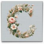  Gyémántszemes kirakó - C betű - Virágminta Méret: 50x50cm, Keretezés: Műanyagtáblával, Gyémántok: Négyzet alakú