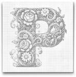  PontPöttyöző - P betű - Virágminta Méret: 50x50cm, Keretezés: Kerek keret, Szín: Piros