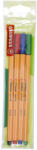 STABILO Rostirón, tűfilc készlet, 0, 4mm, 32234 Stabilo Point 88, 4 klf. szín - officefirst