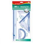Keyroad Vonalzókészlet, 30 cm, vonalzó, szögmérő, 45° és 60° háromszög vonalzók 4 db/bliszter Keyroad (KR971429) - veryjet