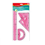 Keyroad Vonalzókészlet, 30 cm, flexibilis vonalzó, szögmérő, 45° és 60° háromszög vonalzók 4 db/bliszter Keyroad vegyes színek (KR971105) - veryjet