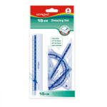 Keyroad Vonalzókészlet, 15 cm, vonalzó, szögmérő, 45° és 60° háromszög vonalzók 4 db/bliszter Keyroad (KR971430) - veryjet