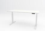  Birou reglabil pe inaltime TerrA7 WHITE - 2 motoare, profil dreptunghiular, culoare cadru Alb (Dimensiune blat: 137x67 cm, Culoare blat: Stejar negru 18mm) (A7WH137STJBK)