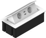  Priza in desk -KWADRO, 2XSCHUKO, 2XUSB 2.1A 5V (Culoare profil: Negru, VREAU BLATUL DECUPAT PENTRU PRIZA: NU)